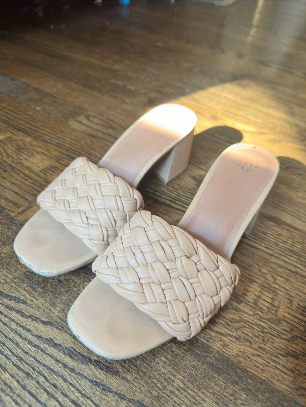 A new day Block Heel Sandals Tan, size 9.5